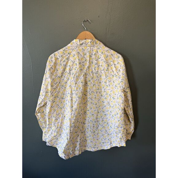 Hannah Andersson Womens White Long Sleeve Button Up Shirt Floral Pattern Large - Picture 2 of 3